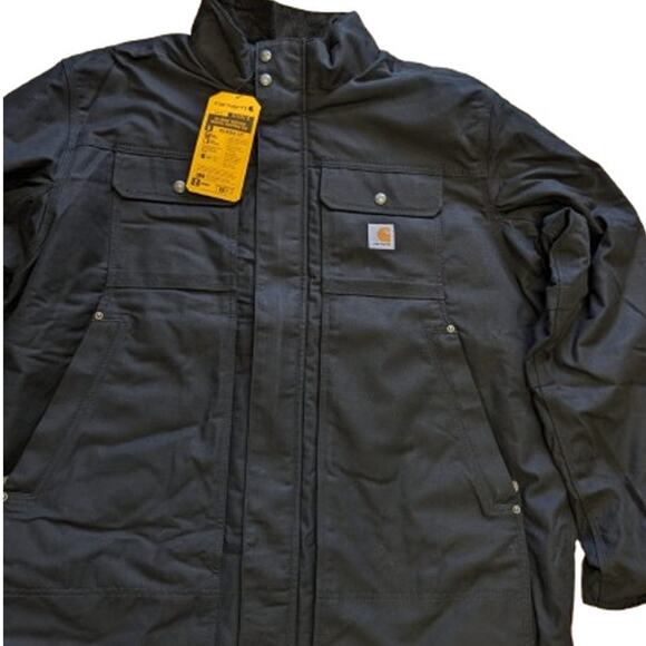 Carhartt mens Full Swing Relaxed Fit Quick Duck Coat-Black-2XL Tall US-NWT-C223 - Picture 2 of 8